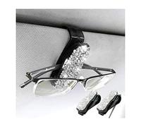 CGEAMDY Porte Lunettes pour Voiture, 2 Pcs Support Lunettes pour Voiture en Strass, Clips de Pare-Soleil de Voiture, Support de Lunettes de Pare-Soleil de Voiture pour Lunettes, Cartes (Blanc)