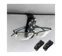 CGEAMDY Porte Lunettes pour Voiture, 2 Pcs Support Lunettes pour Voiture en Strass, Clips de Pare-Soleil de Voiture, Support de Lunettes de Pare-Soleil de Voiture pour Lunettes, Cartes (Noir)