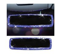 CGEAMDY Rétroviseur De Voiture, Bling Retroviseur Interieur Voiture Deco, Rétroviseur De Voiture Avec Cristal Diamants Bling Strass, Accessoire De Décoration Universel Pour Homme Et Femme(Bleu)