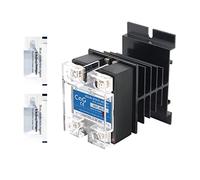 CGELE Relais statique SSR-25DA avec dissipateur de chaleur entrée DC vers AC 3-32 VDC vers sortie 24-480 VAC 25 A monophasé Coque en plastique