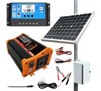 CGenerador Solar Con Paneles - Kit De Inicio Con Inversor Y Paneles Solares | Inversor De Coche Con Adaptador USB, Batería De Litio Portátil Para RV, Furgoneta, Camping, Viajes Por Tierra Y Avent