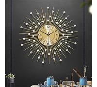 CGF- Horloge Murale Dorée Scintillante Bling Diamant Clouté Design Rond Métal Aiguille Numérique Décoration Murale Cristal pour Cuisine Salon Chambre (24 Pouces/26 Pouces)