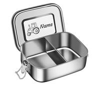CGFN Lunch Box Inox, Bento Lunch Box avec Nom, Boîte à Lunch Anti Fuite avec Compartiment, Respectueuse de l'environnement et sans BPA, Convient pour l'école/le travail/le pique-nique (1400ml)