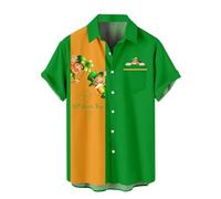 CGGMVCG Chemise hawaïenne boutonnée pour Homme à Manches Courtes pour la Saint-Patrick, Z01 Jaune, Taille 3XL