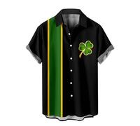 CGGMVCG Chemise hawaïenne boutonnée pour Homme à Manches Courtes pour la Saint-Patrick, Z02 Noir., Taille L