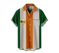 CGGMVCG Chemise hawaïenne pour Homme à Manches Courtes et boutonnée pour la Saint-Patrick, Z02 Orange, Taille L