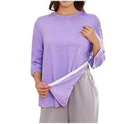 CGGMVCG Chemises de Chirurgie Unisexe Post-épaule après Rotator Cuff Chemise de Chirurgie Snap Tearaway Chemises Chemo Port Vêtements adaptatifs Manches 3/4, Violet, XL