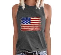 CGGMVCG Débardeur pour Femme avec imprimé Drapeau américain sans Manches et col Rond, Z01 Gris, M