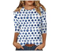 CGGMVCG Hauts à Manches 3 Quarts pour Femmes, T-Shirt élégant et décontracté à Manches Sept Quarts pour Femmes, Chemises d'automne 2025, Blanc, XL