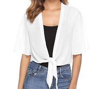 CGGMVCG Hauts Tendance pour Femme en Mousseline de Soie à Manches Courtes avec nœud sur Le Devant