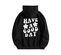 CGGMVCG Have A Good Day Sweats à Capuche pour Femme avec imprimé Marguerite Amusant, Sweat à Capuche décontracté à Manches Longues, Noir, XL