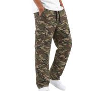 CGGMVCG Pantalon cargo décontracté pour homme, taille élastique, jambe droite, coupe ample, avec poches à rabat, A02 Vert kaki, L