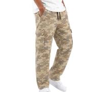 CGGMVCG Pantalon cargo décontracté pour homme, taille élastique, jambe droite, coupe ample, avec poches à rabat, A01 kaki., L
