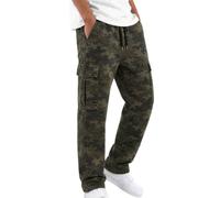 CGGMVCG Pantalon cargo décontracté pour homme, taille élastique, jambe droite, coupe ample, avec poches à rabat, A02 Vert foncé, L