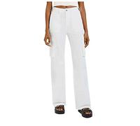 CGGMVCG Pantalon Cargo pour Femme Taille Haute Multi-Poches Y2K Streetwear Combat Militaire Travail, Z05 Blanc, Taille M