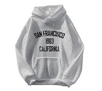 CGGMVCG San Francisco California Sweat à Capuche pour Femme avec imprimé Lettre Graphique décontracté, Gris, M