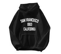CGGMVCG San Francisco California Sweat à Capuche pour Femme avec imprimé Lettre Graphique décontracté, Noir, S