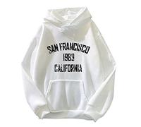 CGGMVCG San Francisco California Sweat à Capuche pour Femme avec imprimé Lettre Graphique décontracté, Blanc, S
