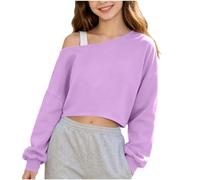 CGGMVCG Sweat-shirt court à manches longues pour filles - Pull de danse décontracté et ample - Style streetwear