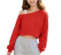 CGGMVCG Sweat-shirt court à manches longues pour filles - Pull de danse décontracté et ample - Style streetwear