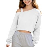 CGGMVCG Sweat-shirt court à manches longues pour filles - Pull de danse décontracté et ample - Style streetwear