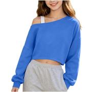 CGGMVCG Sweat-shirt court à manches longues pour filles - Pull de danse décontracté et ample - Style streetwear