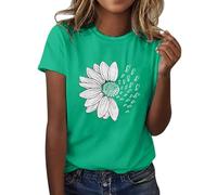 CGGMVCG Tee Shirt Femme Été T-Shirt à Manches Courtes Col Rond Imprimé Tournesol Grande Taille T Shirts Ample Graphic Hauts Décontractés, A01 Vert, XXL