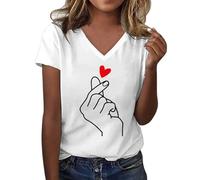CGGMVCG Tee Shirt Femme Été T Shirts Imprimé Tournesol à Manches Courtes Col en V T-Shirt Tendance Décontracté Grande Taille Graphic Hauts Amples, A02 Blanc, XL