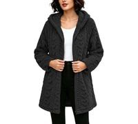 CGGMVCG Veste polaire à capuche en polaire texturée torsadée avec fermeture éclair - Manteau mi-long décontracté chaud et pelucheux Sherpa à manches longues pour l'hiver