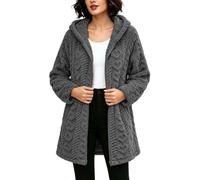 CGGMVCG Veste polaire à capuche en polaire texturée torsadée avec fermeture éclair - Manteau mi-long décontracté chaud et pelucheux Sherpa à manches longues pour l'hiver