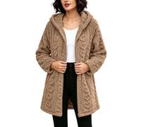 CGGMVCG Veste polaire à capuche en polaire texturée torsadée avec fermeture éclair - Manteau mi-long décontracté chaud et pelucheux Sherpa à manches longues pour l'hiver