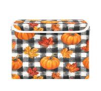 Cgiub Bacs de rangement en forme de citrouilles d'Halloween avec couvercles, boîtes de rangement décoratives en tissu avec poignées, panier pliable pour bébé, chambre d'enfant, bureau