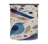 Cgiub Bocal alimentaire hermétique en acier inoxydable avec couvercle pour bonbons, grains de café, thé, bonbons, fruits - Motif oiseau vintage - 900 ml