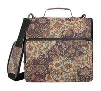 Cgiub Classeur arabesque oriental à fermeture éclair avec bandoulière et poches 3,8 cm 3 anneaux pour l'école et le bureau