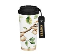 Cgiub Cute Sloth Tasse à café isotherme en acier inoxydable sans BPA à double paroi sous vide avec couvercle à paille - 500 ml