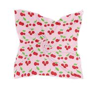 Cgiub Écharpe carrée avec tiges de cerises rouges pour femme 60 x 60 cm - Sensation soie - Bandana léger et tendance