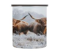 Cgiub Highland Cow Bocal alimentaire hermétique en acier inoxydable avec couvercle pour bonbons, grains de café, thé, bonbons, fruits