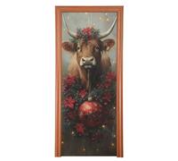 Cgiub Housse de porte de Noël en tissu élastique lavable 90 x 205 cm - Couverture de porte d'entrée de vacances - Décoration de fête de Noël - Toile de fond pour photographie