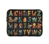 Cgiub Housse de protection pour ordinateur portable de 13 à 14 pouces - Motif lettres d'animaux - Housse de protection antichoc pour ordinateur portable - Sac de transport pour ordinateur portable
