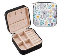 Cgiub Jolie boîte à bijoux koala pour femmes et filles - 10 x 10 x 5 cm - Portable - Boîte à bijoux de voyage en cuir synthétique - Boîte de rangement pour Noël, fête des mères, Saint-Valentin