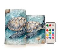 Cgiub Lot de 2 bougies piliers tortues sans flamme à piles avec télécommande et minuteur pour fête, mariage, décoration d'intérieur