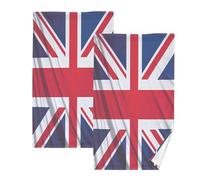 Cgiub Lot de 2 essuie-mains en coton doux et absorbants pour salle de bain, 104,1 x 180,3 cm, motif drapeau britannique