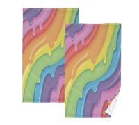 Cgiub Lot de 2 essuie-mains en coton doux et absorbants pour salle de bain, 41 x 71 cm, motif imprimé coloré