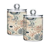 Cgiub Lot de 2 pots d'apothicaire traditionnels en plastique transparent avec couvercles pour cotons-tiges, salle de bain, organisateur de maquillage