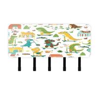 Cgiub Porte-clés mural en acrylique avec 5 crochets autocollants en forme de dinosaure pour clés - Organisateur de courrier pour maison, entrée, ferme, cuisine
