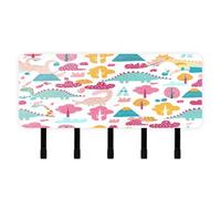 Cgiub Porte-clés mural en acrylique avec 5 crochets autocollants en forme de dinosaure pour clés - Organisateur de courrier pour maison, entrée, ferme, cuisine