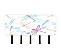Cgiub Porte-clés mural en acrylique avec 5 crochets autocollants en forme de libellules pour clés, organiseur de courrier pour maison, entrée, ferme, cuisine