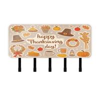 Cgiub Porte-clés mural en acrylique avec 5 crochets autocollants pour clés de Thanksgiving, organiseur de courrier pour maison, entrée, ferme, cuisine