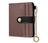 Cgiub Portefeuille bordeaux de couleur unie pour femme avec blocage RFID en cuir synthétique avec poche zippée pour pièces de monnaie et porte-cartes de crédit, 10,5 x 11 cm