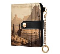 Cgiub Portefeuille western Cowboy pour femme avec blocage RFID en cuir synthétique avec poche zippée pour pièces de monnaie et porte-cartes de crédit, 10,5 x 11 cm